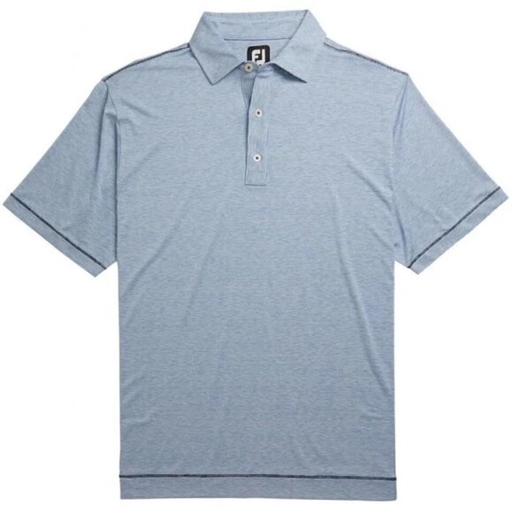 Footjoy Lisle Space Dye Microstripe Self Collar Golf Polo Royal/White Size XL - Picture 1 of 8